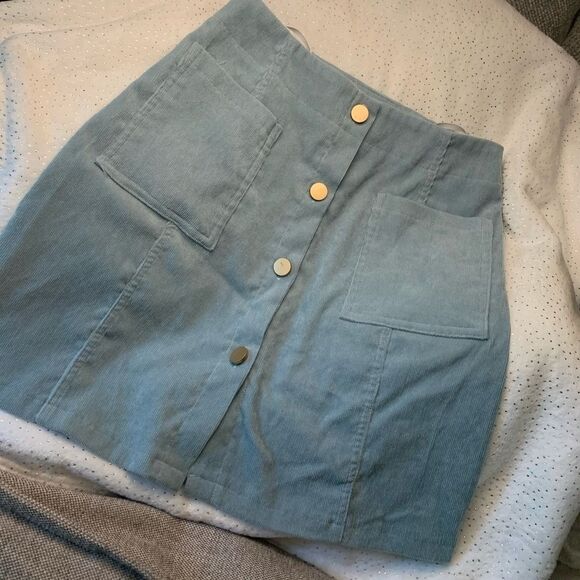 ROMWE Corduroy Button-Up Skirt - Picture 1 of 7